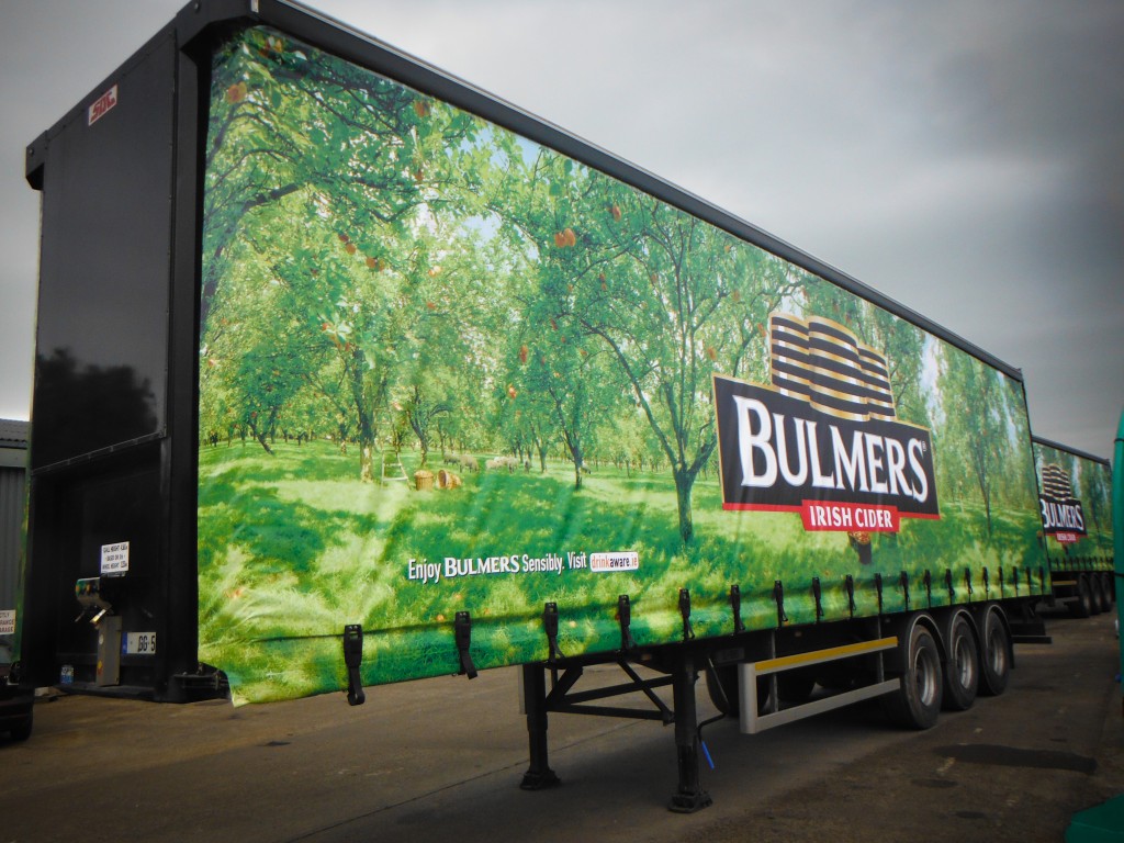 Lorry curtain for Bulmers.